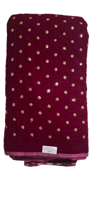 Magenta Pink Velvet Buti Fabric – Premium Soft & Elegant Design