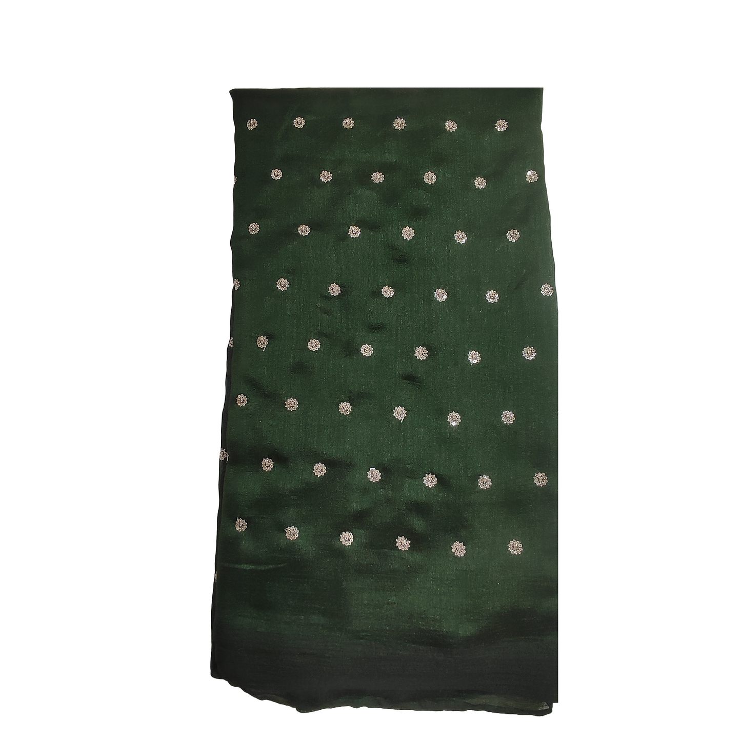 Mehndi Green Vichitra Silk Fabric with Gold Butti Work