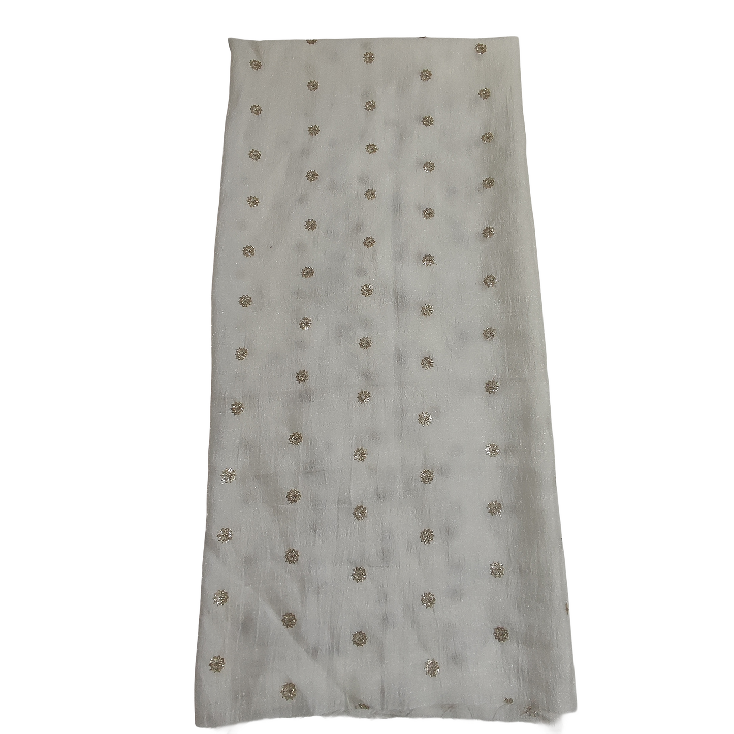 Half White Vichitra Silk Fabric with Gold Butti Work