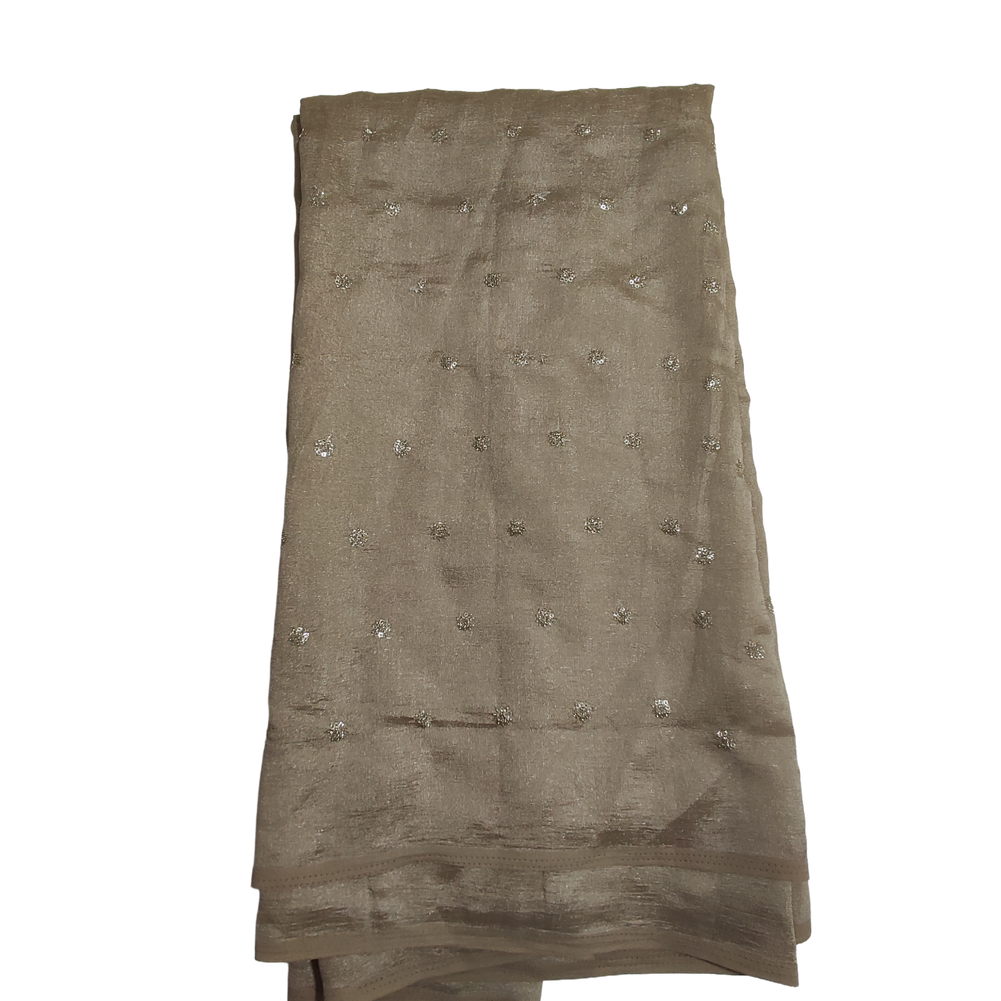 Light Gold Vichitra Silk Fabric with Gold Butti Work