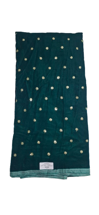 Luxury Rama Green Velvet gold Buti Design Fabric