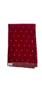Rani Pink Velvet Butti Fabric with Double-Side Border