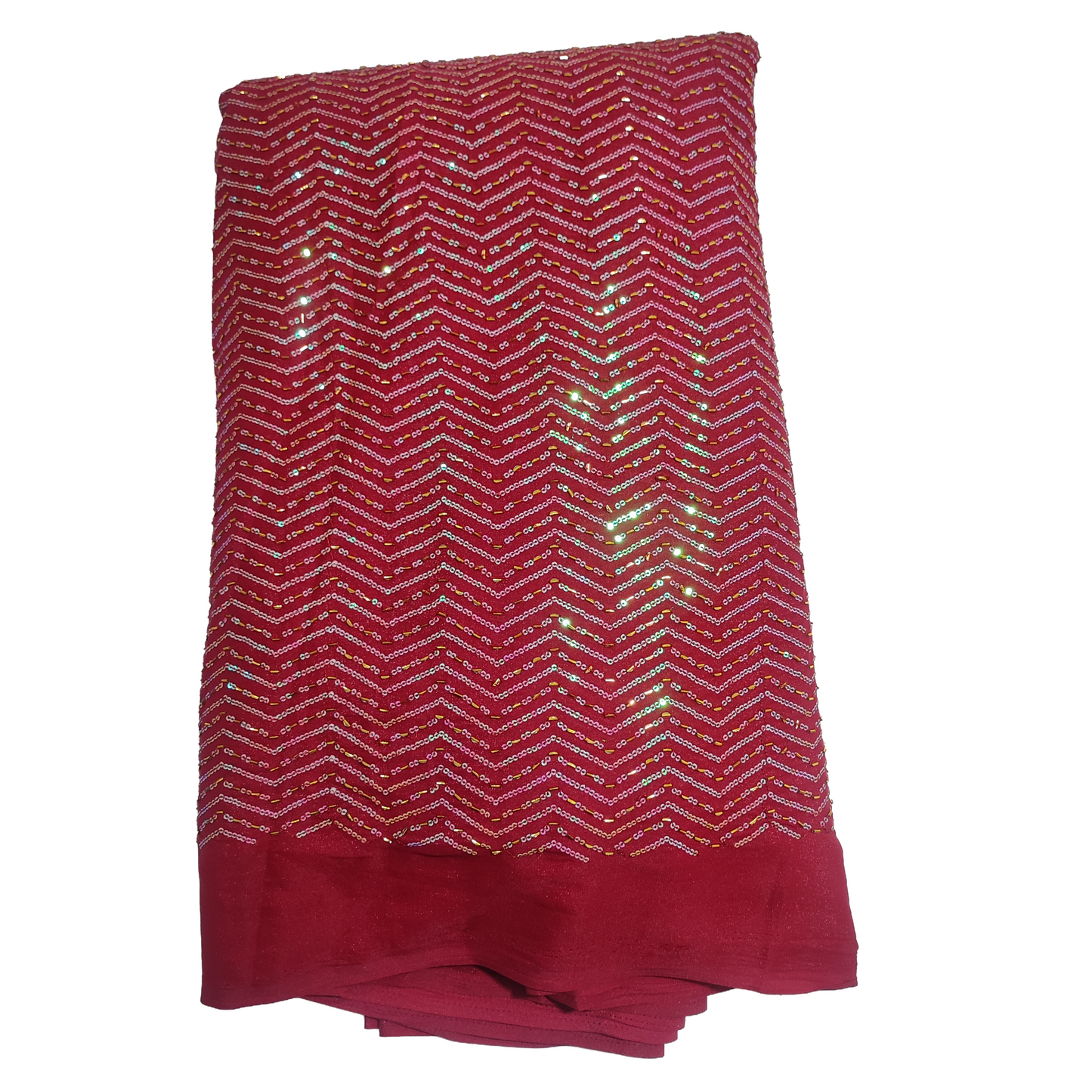 pani pink Star Georgette Fabric – Premium Shine & Zig-Zag Design
