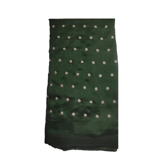 Mehndi Green Vichitra Silk Fabric with Gold Butti Work