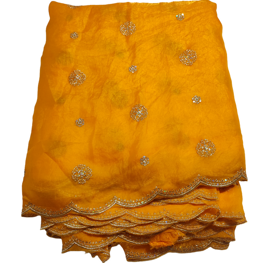 fandy Yellow Dupatta Fabric with Both-Side Border – Perfect for All Outfits