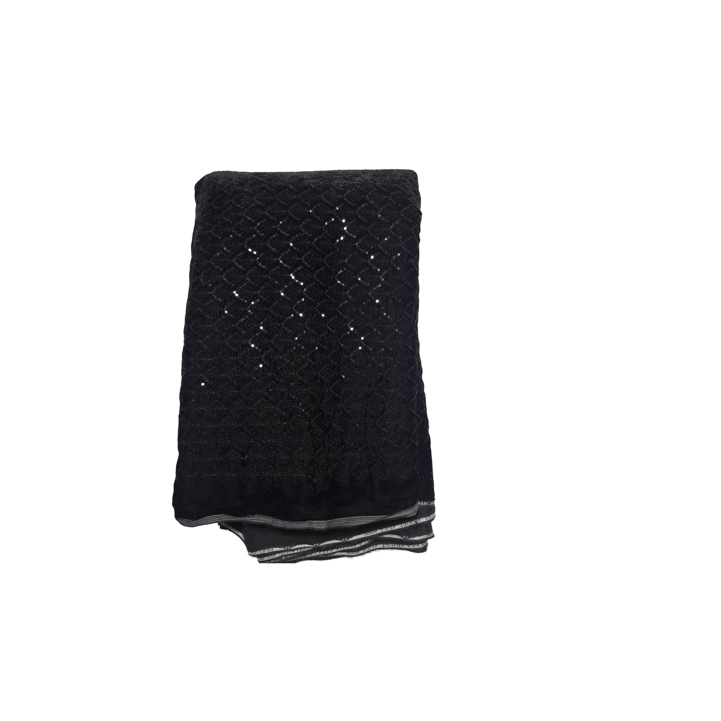 Black Velvet Fabric with Embroidery & Sequins Work