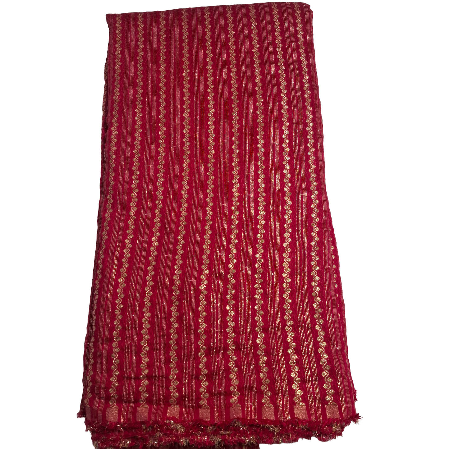 Hot pink Chanderi Silk Fabric with Elegant Golden Weaving