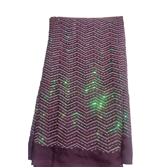 Wine Color Georgette Fabric with Piping Work