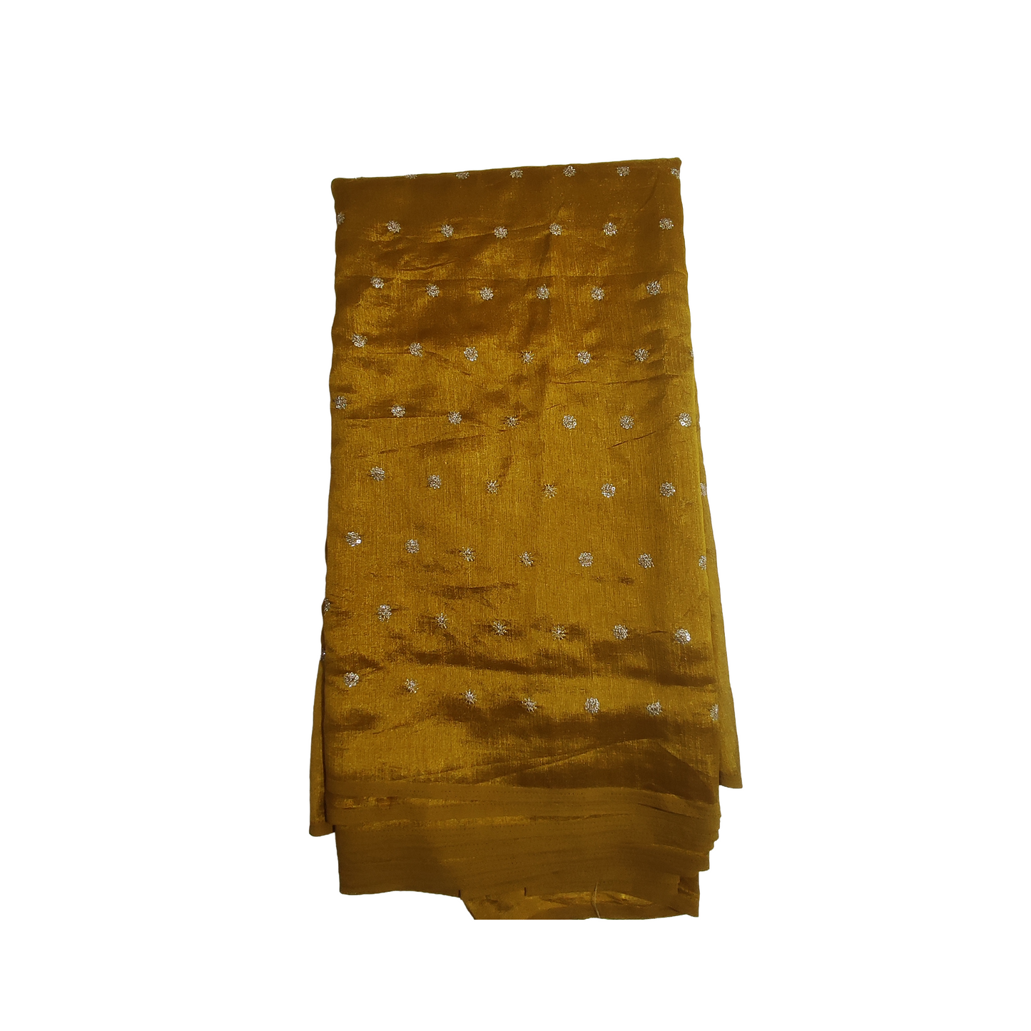 Mustard Gold Vichitra Silk Fabric with Gold Butti Work