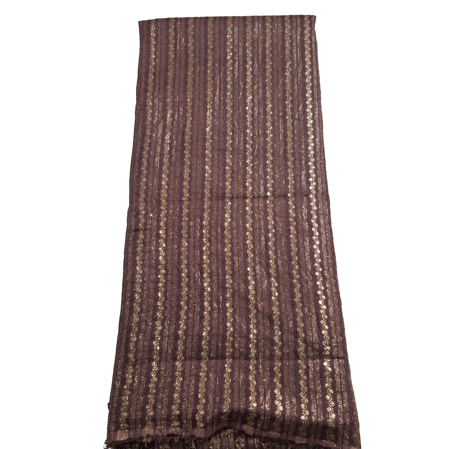 dark onion Chanderi Silk Fabric with Elegant Golden Weaving