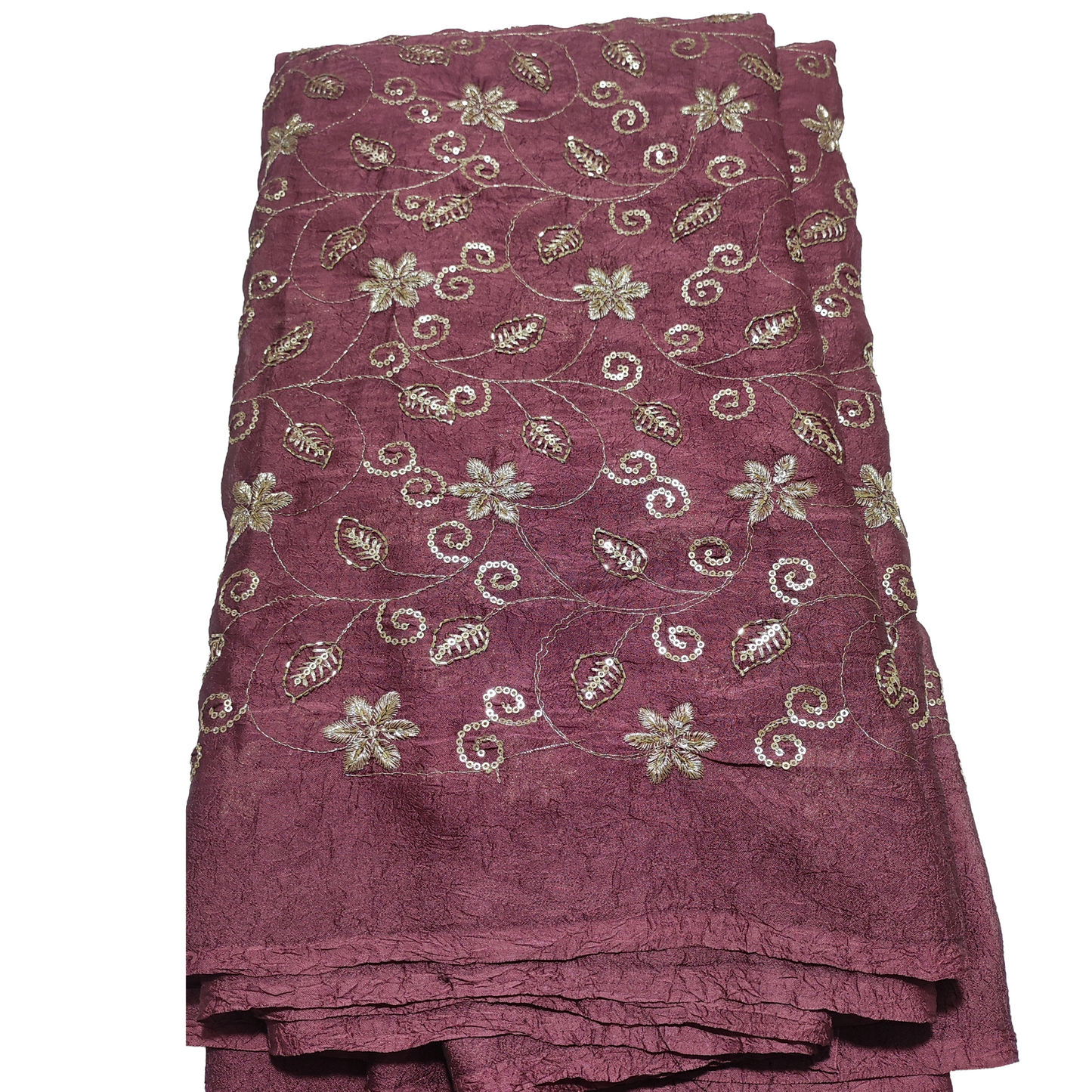 onion  Colour Rangoli Crush Fabric – Heavy Embroidery Floral Design – 44 Inch Width