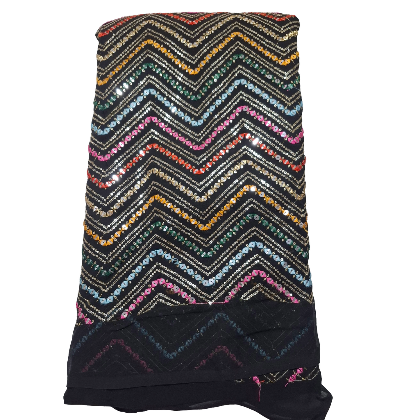 Bleck  Georgette Multicolour Sequin Work Fabric ✨