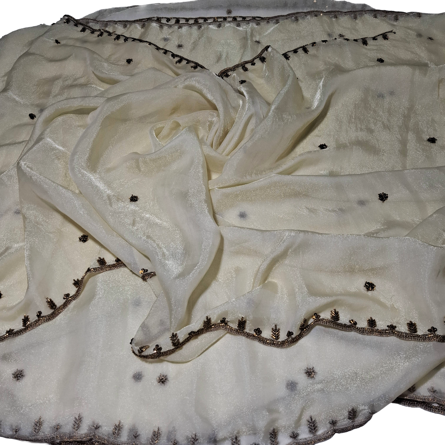 Cream Dupatta Fabric | Both Side Border  Lightweight