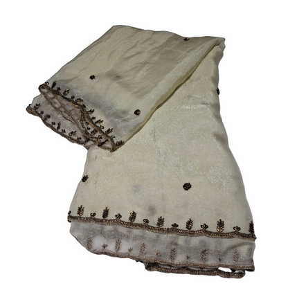 Cream Dupatta Fabric | Both Side Border  Lightweight