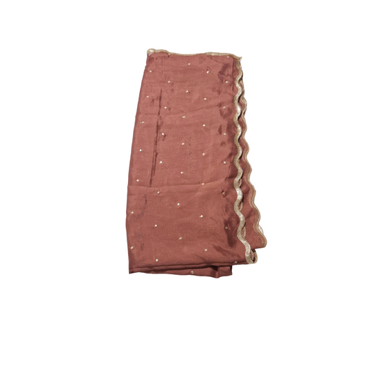 dusty shade Colour Ready Dupatta 2.5 Meter Length with Four Side Gold Border