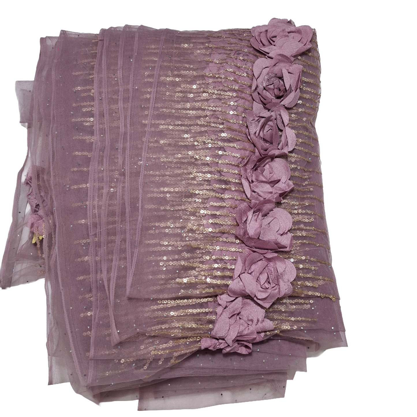 Lavender Colour Net Fabric for Gowns, Lehenga & Party Wear Dresses