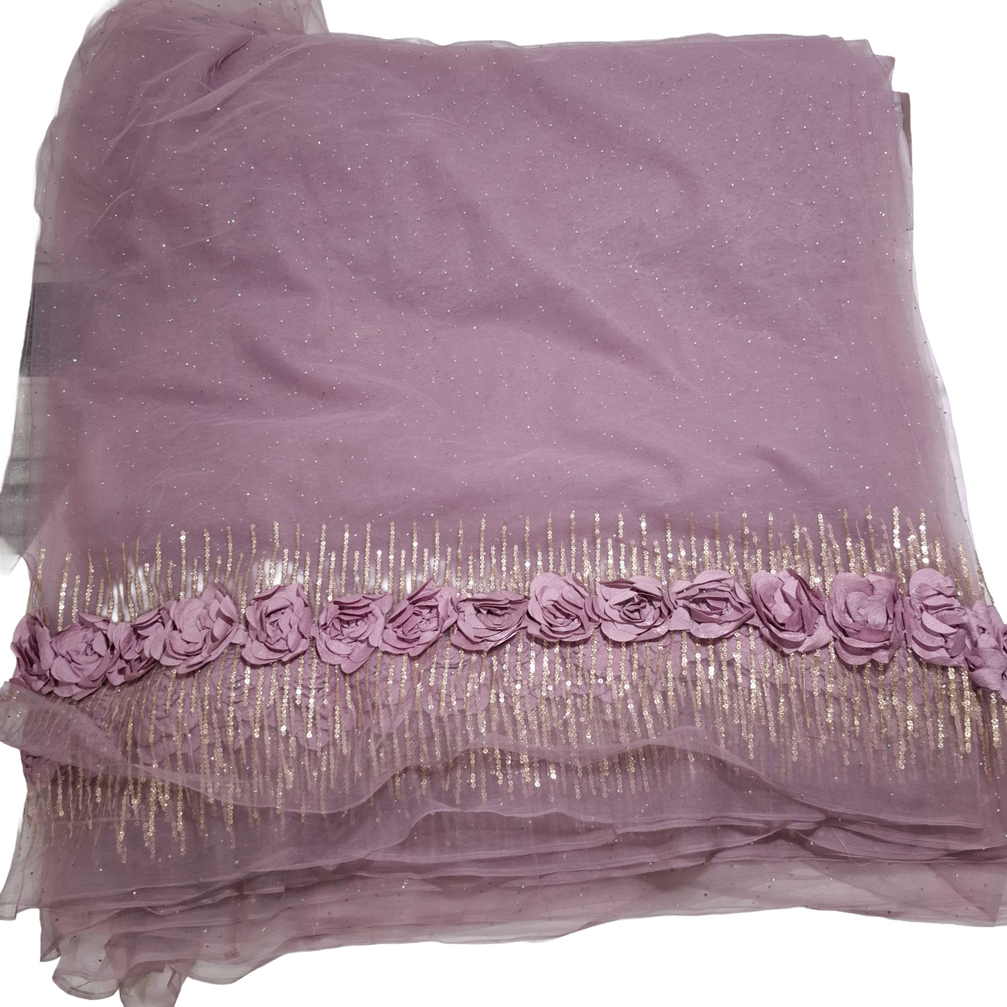 Lavender Colour Net Fabric for Gowns, Lehenga & Party Wear Dresses