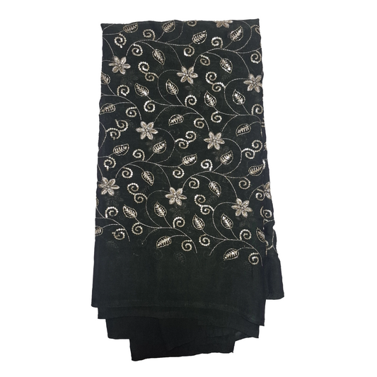 mehndi Colour Rangoli Crush Fabric – Heavy Embroidery Floral Design – 44 Inch Width