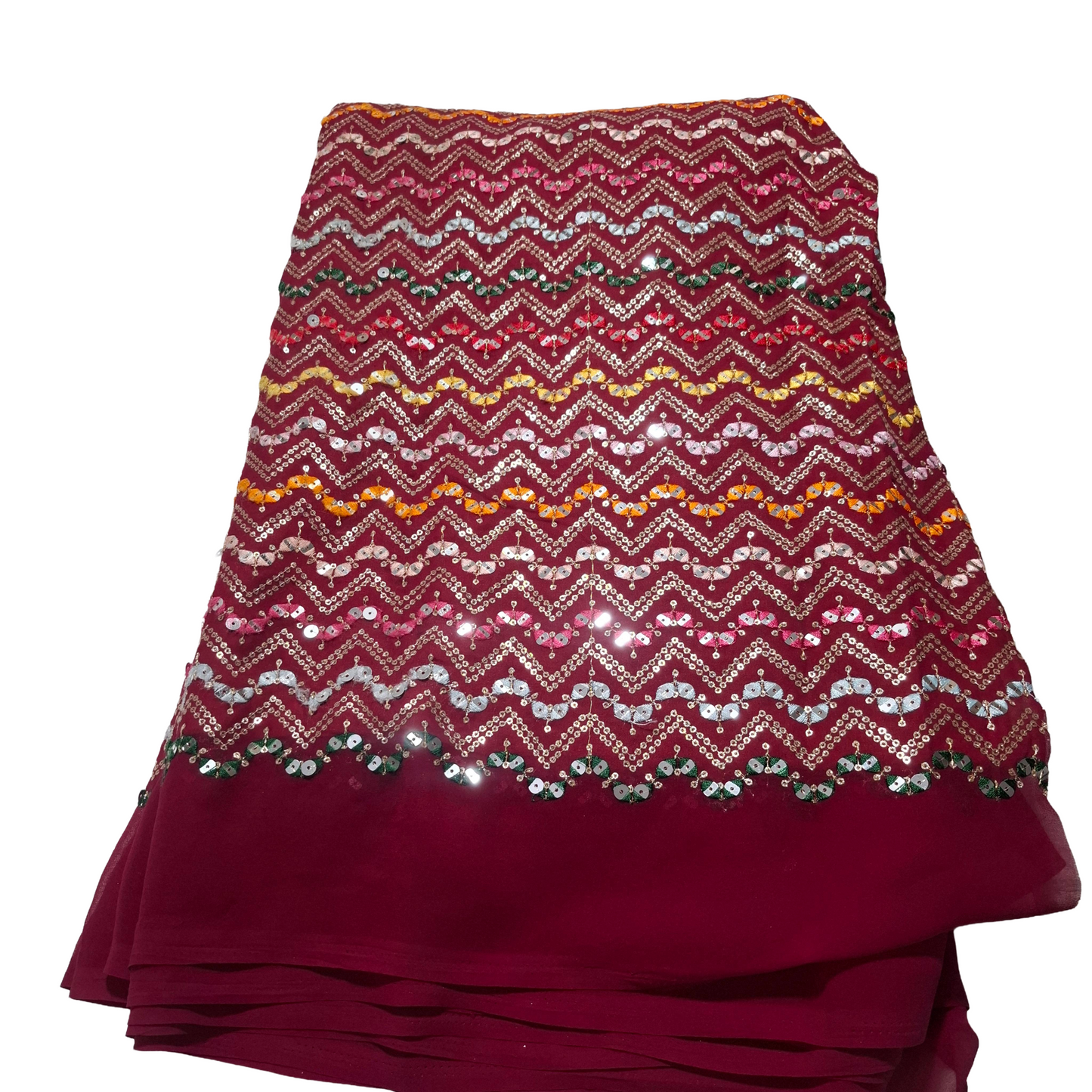 Pink Georgette Multicolor Sequin Work Fabric ✨