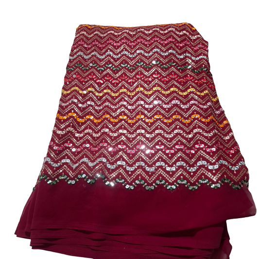 Pink Georgette Multicolor Sequin Work Fabric ✨