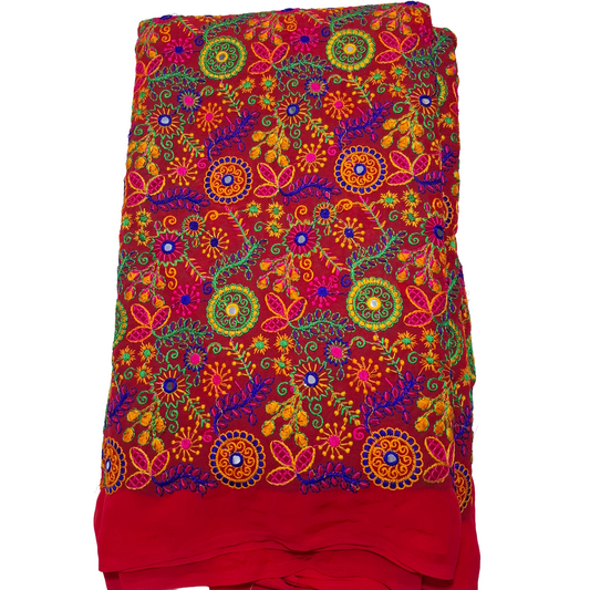 Multicolor Embroidery Work Georgette Fabric – Premium Partywear Material