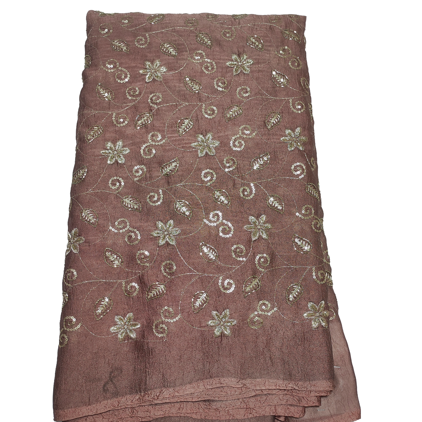 dusty shade  Colour Rangoli Crush Fabric – Heavy Embroidery Floral Design – 44 Inch Width