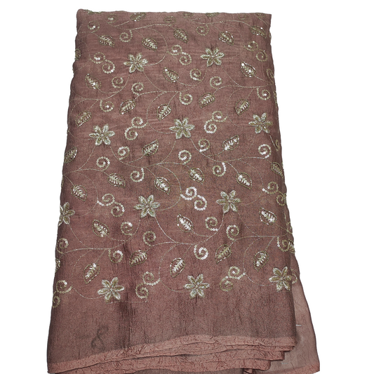 dusty shade  Colour Rangoli Crush Fabric – Heavy Embroidery Floral Design – 44 Inch Width