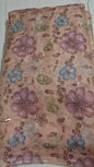 Zimichoo Fabric – Peach Color | Full Hand Work | Multicolor Flower Cut Dana Work ✨