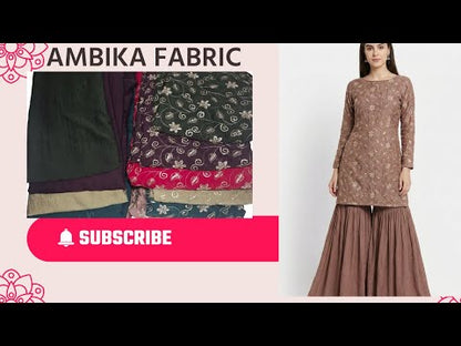 Rani Pink Colour Rangoli Crush Fabric – Heavy Embroidery Floral Design – 44 Inch Width