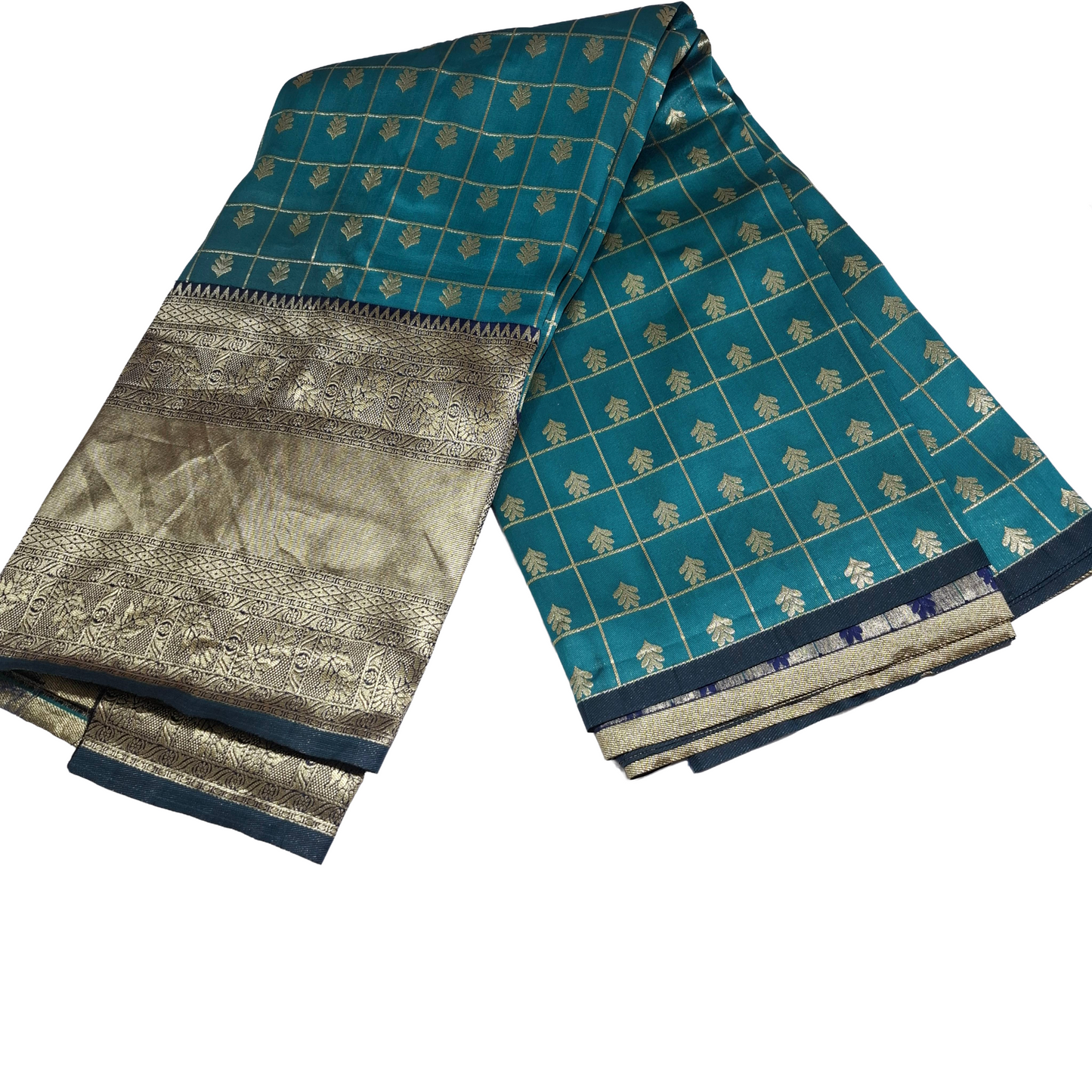 Banarasi Rama Green Fabric with Rich Gold Zari Border
