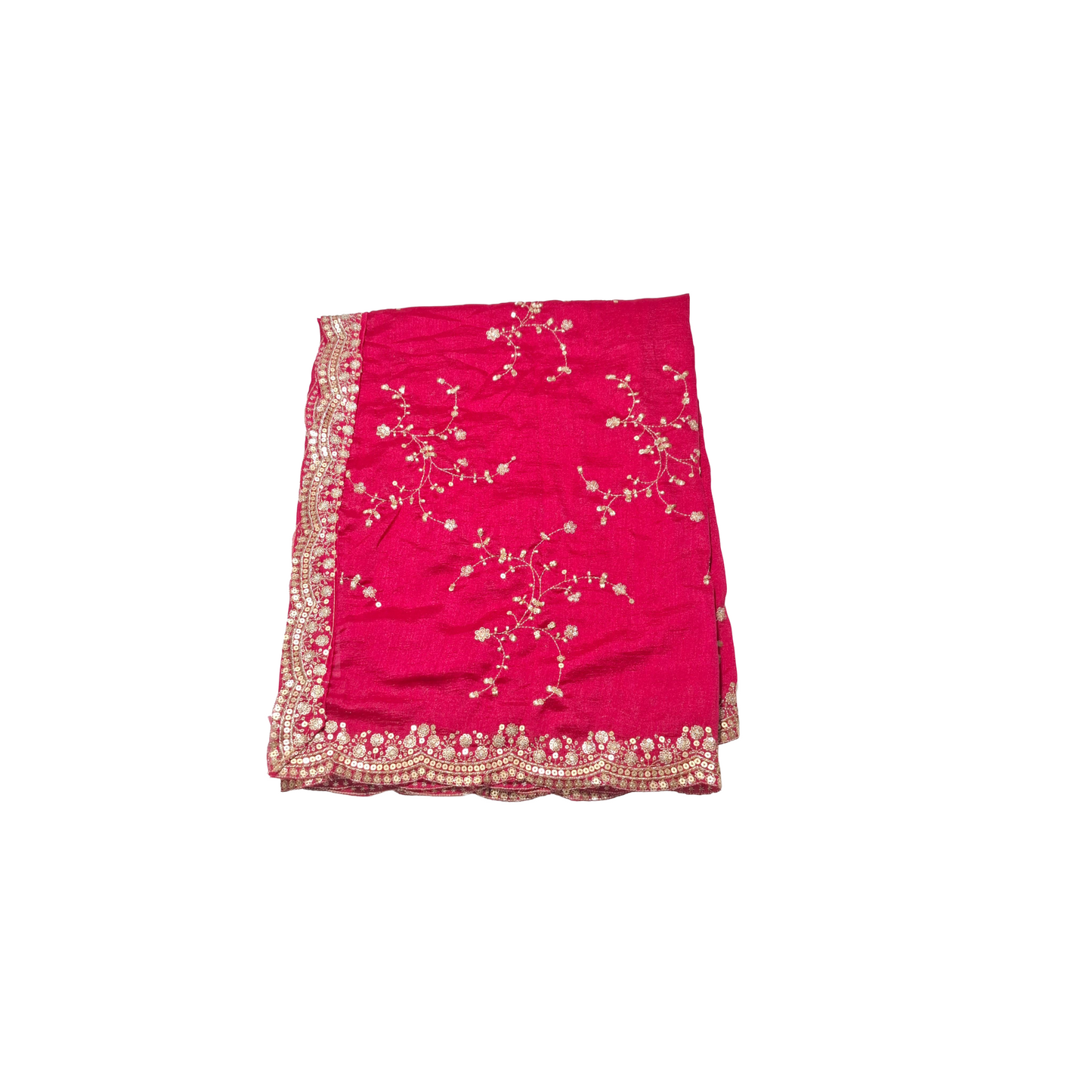 RANI PINK Dupatta with Four-Side Embroidered Border | 2.5 Meter Length