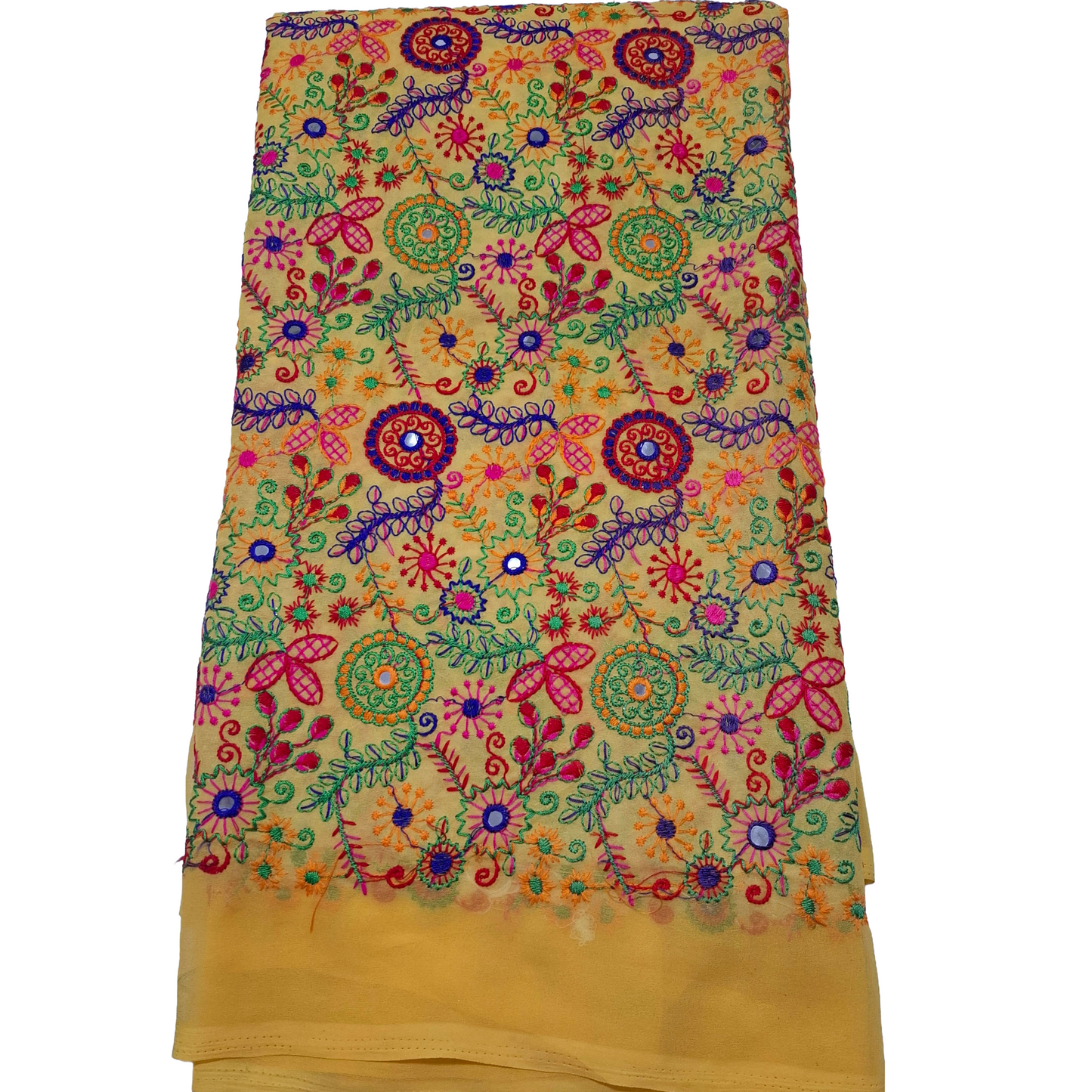 Multicolour Embroidery Work Georgette Fabric – Premium Partywear Material